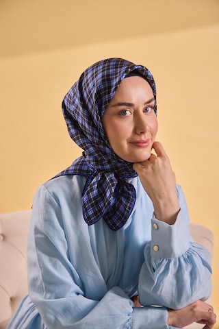 Silk Home Twill İpek Eşarp Ekose Morcivert Çok Renkli