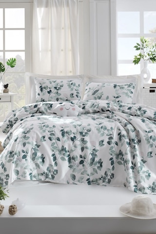 Enlora Home Sabine Doğal Baskılı Çift Kişilik Pike Yeşil