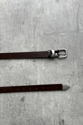 Erkek Vintage Ucu Metal Detaylı Deri Kemer Kahverengi