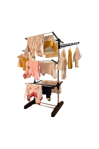 3 Katlı Bebek Çamaşır Kurutma Askısı Siyah