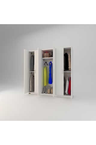Kenzlife Gardırop 6 Kapılı Anemon 180 180 42 Byz Gardolap Dolap Beyaz