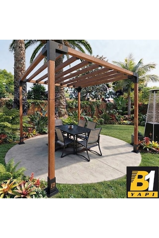 Ahşap Pergola-kamelya Ara Bağlantılı Set Siyah