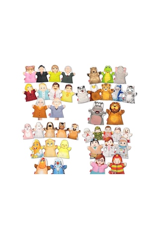 40 Parça - 4 Mega Set Tox El Kukla , Eğitici Oyuncak Karışık Çok Renkli