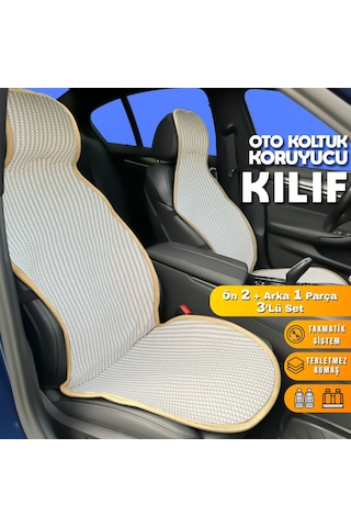 Nissan Juke Uyumlu Koltuk Kılıfı Minder Krem 2+1 Ön Arka Set