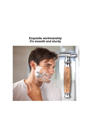 Gajeena Ahşap Ve Alüminyum Erkek Tıraş Bıçağı - Açık Uçlu Güvenli Jilet Bıçaksız 8 Saat