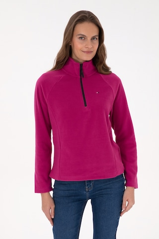 U.S. Polo Assn. Kadın Fuşya Fermuarlı Dik Yaka Polar Sweatshirt 50316714-VR023