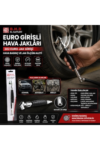 Euro Jack Lastik Hava Basınç Ölçüm Aleti Oto - Bisiklet - Motorsiklet - Bot 5468
