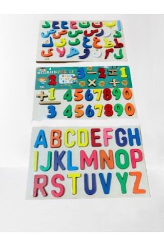 Ahşap Bultak 3'ü Bir Arada Set Alfabe-işlemler-arapça Eğitici Puzzle Yapboz