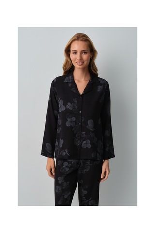 Suwen Maria Gömlek Yaka Pijama Takımı Wsh10510100911 Siyah
