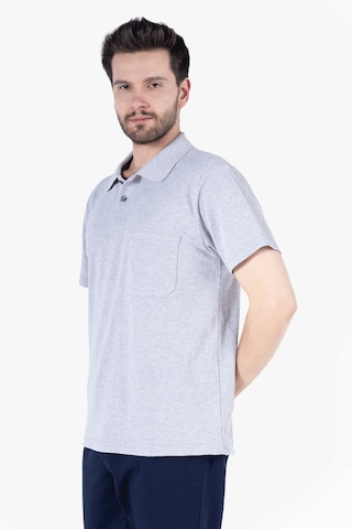 Polo Yaka T-shirt %100 Pamuk Cepli Gri Melanj