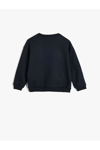 Koton Sweatshirt Basketbol Baskılı Uzun Kollu Bisiklet Yaka Lacivert 5wmb10183tk Lacivert