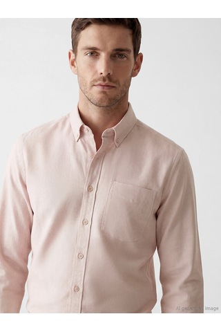 Lcwaıkıkı Classic Pembe Regular Fit Keten Görünümlü Erkek Gömlek