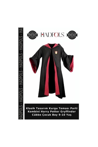 Hadpols Klasik Tasarım Kurgu Teması Parti Kombini Harry Potter Gryffindor Cübbe Çocuk Boy 9-10 Yaş Çok Renkli