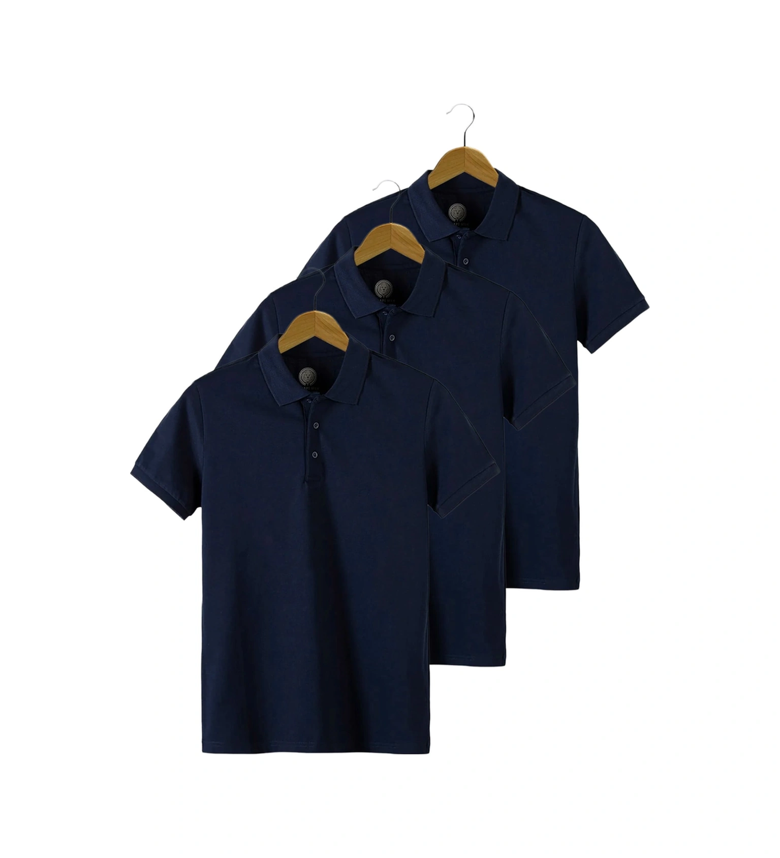 Veaven 3'lü Lacivert %100 Pamuk Slim Fit Polo Yaka T-shirt Paketi Lacivert