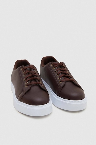 D's Damat Kahverengi Kalın Beyaz Tabanlı Bağcıklı Sneaker Ayakkabi 0EC09ORT0378 Kahverengi