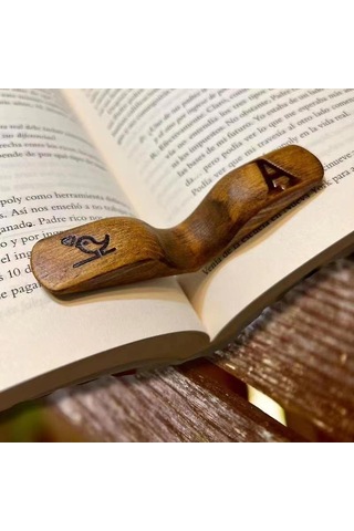 Ahşap Sayfa Destekli Başparmak Kitap Ayracı