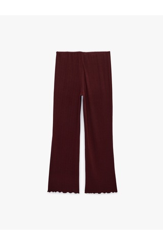 Koton Beli Lastikli Viskon Karışımlı Rahat Kesim Pijama Altı Bordo 6slk40084mk
