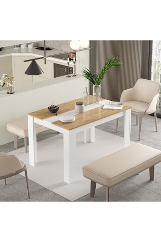 Aven Yemek Masası 120x80 Sepet-beyaz Ave21-sw Sepet Ceviz - Beyaz