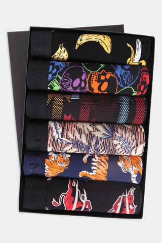 Harry Jons Erkek 6'lı Desenli Renkli Pamuklu Premium Paket Boxer Karışık2 Karışık2