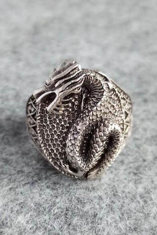Game of Thrones Targaryen Ejderhası Şekilli Gümüş Kaplama Erkek Yüzük