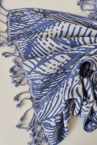 Jakarlı Müslin Peştemal-yaprak Desen-90x170 Cm Indıgo Indigo