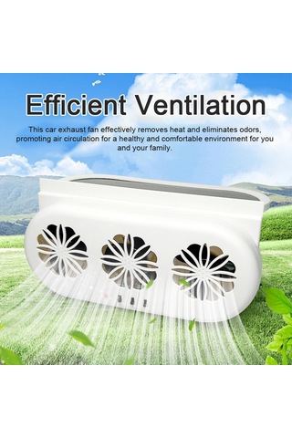 Hallow-3 Usb Ve Güneş Enerjili Fanlı Araba Egzoz Hava Vantilatörü Beyaz