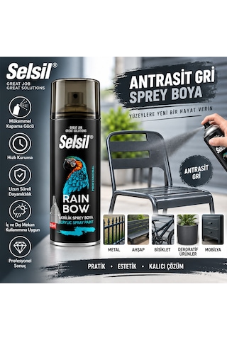 Selsil Antrasit Gri Renk Sprey Boya 400 Ml 12'li Paket