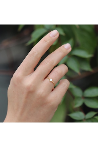 Alhmbra Gold Kaplama Minimal Gümüş Yüzük Gümüş