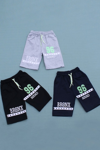 Fyk Kids 3'lü Bronx 96 Squad Baskılı Fosfor Renkli Erkek Çocuk Gri-siyah-lacivert Kapri Çok Renkli