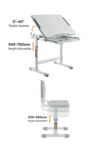 Ayarlanabilir Ergonomik Çocuk Aktivite Masası 3-10 Yaş- Gri