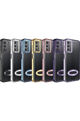 Samsung Uyumlu Galaxy A14 Kılıf Kamera Korumalı Logo Gösteren Zore Omega Kapak Siyah