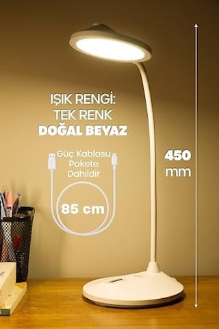 Şarjlı Masa Lambası Işık Ayarlanabilir Telefon Tutuculu Ders Çalışma Okuma Işığı Doğal Işık 1023 . 26208185
