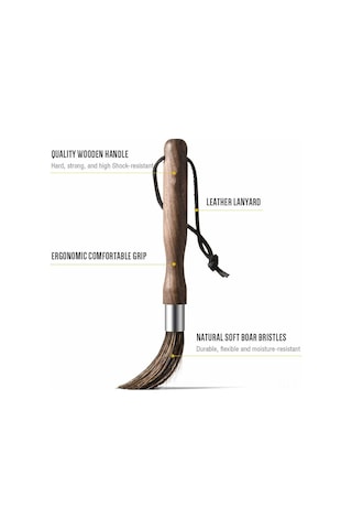 Jeemson Espresso Makinesi Ve Kahve Değirmeni Temizleme Fırçası - Doğal Yaban Domuzu Tüyü, Ceviz Ağacı Kolu Ve Deri Askı Ile Profesyonel Kullanım Çok Renkli