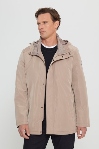 AC&Co / Altınyıldız Classics Erkek Vızon Standart Fit Normal Kesim Kapüşonlu Dik Yaka Trençkot Vizon
