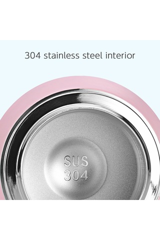Youtek 320ml Pembe Çift Katlı Paslanmaz Çelik Termos Bardak, Sıcak/soğuk Saklama, Taşınabilir Kayışlı, Dışarıdaki Sevimli Desenli Siyah