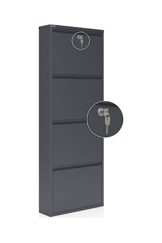 Ceha Kilitli 4'lü Metal Ayakkabılık Antrasit - K.AYK-4 /AB7024/KL