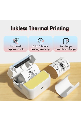 Yunboo S1 Mini Termal Etiket Yazıcı, 203dpi, Bluetooth, 1500mah Pil, 6'lı Termal + 5'li Yapışkan Kağıt, 5 Dil Kılavuzu