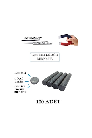 100 Adet 12mmx3mm Yuvarlak Kömür Miknatis-duvar Süsü-nikah Şekeri