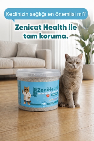 Zenicat Erken Teşhis Kedi Kumu - İnce Taneli Topaklanan Renk Değiştiren Sağlık Takipli Tozsuz Kovalı 3'lü
