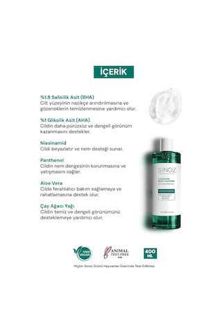 Sinoz Clear Skin Body Cleanser Karşıtı Vücut Temizleme Jeli 400 ML