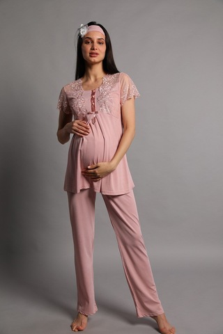 Mecit Pijama Lohusasepeti 5206 Lina Sabahlıklı Lohusa Pijama Takımı 001