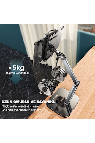 İpad Uyumlu Tablet Ve Telefon Tutucu Metal Masa Kelepçeli 360 Stand