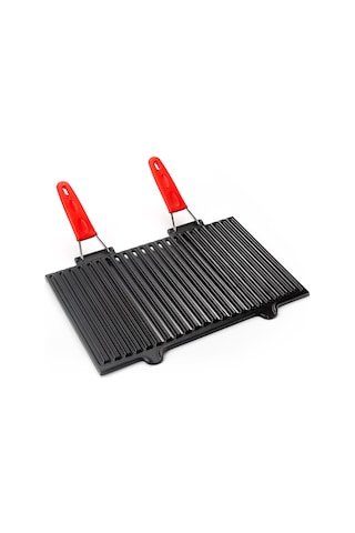 Lava Döküm Mangal Izgarası 40X25 Cm Silikon Kulplu N11.434