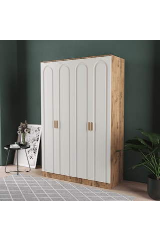 Mila 4 Kapaklı Eko Bazalı Gardırop - Mdf Kapak Aytaşı