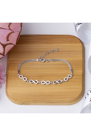 5'li Sonuzluk Model 925 Ayar Gümüş Kadın Bileklik Gümüş