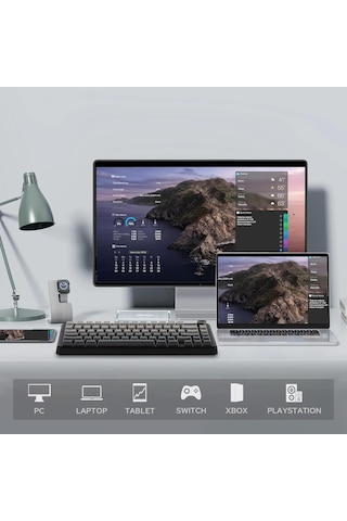 Aula F75 Max Mekanik Rgb Tkl Reaper Switch Kablosuz Makrolu Hot Swap Klavye Gri