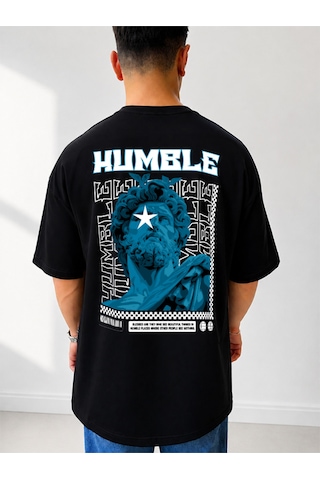 525 Oversize Sırt Baskılı Streetwear Unisex T-shirt Humble Siyah
