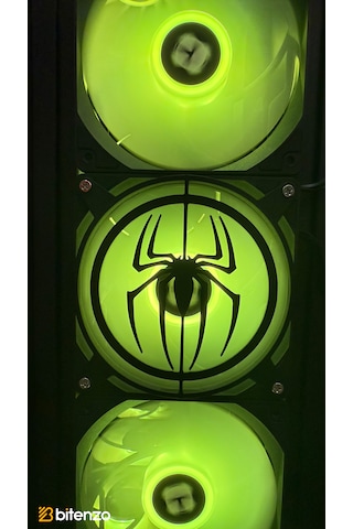Örümcek Logolu V2 120x120 Mm Pc Fan Kapağı - Masaüstü Bilgisayar Fan Kapağı Siyah