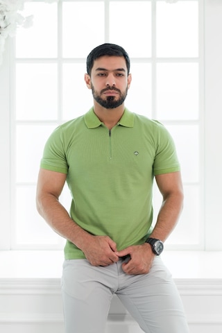 Paul Martin Fermuarlı Polo Yaka Regular Fit T-Shirt Yeşil