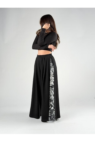 Cocopelli Desenli Siyah Oversize Kadın Samurai Pantolon Coc2775 Siyah
